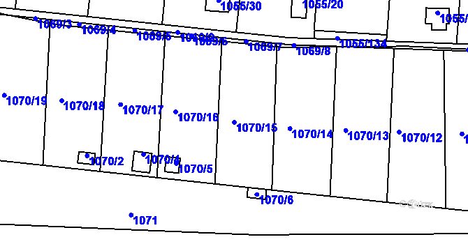 Parcela st. 1070/15 v KÚ Bohunice, Katastrální mapa