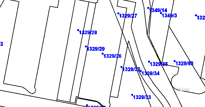 Parcela st. 1329/26 v KÚ Bohunice, Katastrální mapa