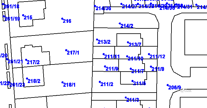 Parcela st. 211/11 v KÚ Bohunice, Katastrální mapa