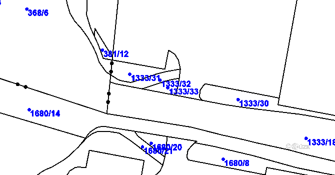 Parcela st. 1333/33 v KÚ Bohunice, Katastrální mapa