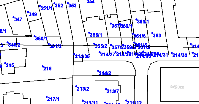 Parcela st. 214/27 v KÚ Bohunice, Katastrální mapa
