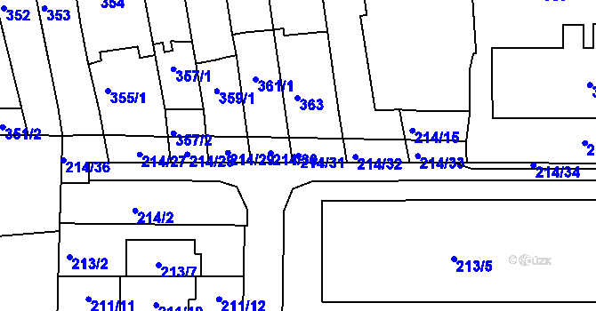 Parcela st. 214/31 v KÚ Bohunice, Katastrální mapa