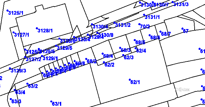 Parcela st. 68/4 v KÚ Bohunice, Katastrální mapa