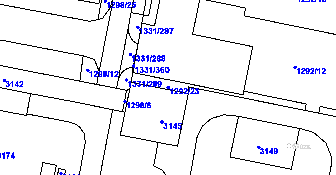 Parcela st. 1292/23 v KÚ Bohunice, Katastrální mapa