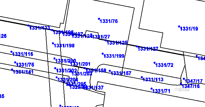 Parcela st. 1331/199 v KÚ Bohunice, Katastrální mapa