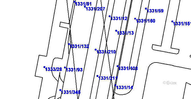 Parcela st. 1331/210 v KÚ Bohunice, Katastrální mapa