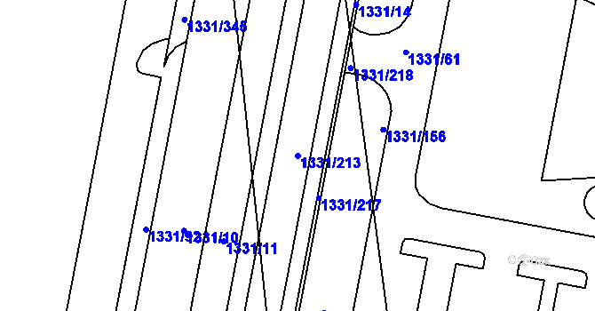 Parcela st. 1331/213 v KÚ Bohunice, Katastrální mapa