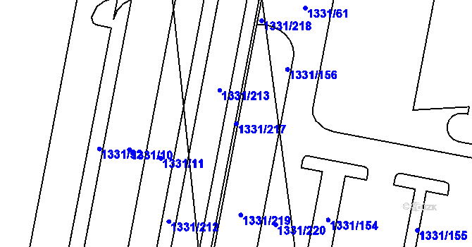Parcela st. 1331/217 v KÚ Bohunice, Katastrální mapa