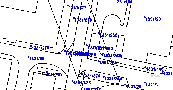 Parcela st. 1331/256 v KÚ Bohunice, Katastrální mapa