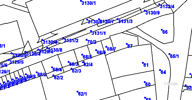 Parcela st. 68/6 v KÚ Bohunice, Katastrální mapa