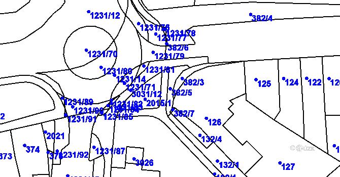Parcela st. 382/5 v KÚ Bohunice, Katastrální mapa