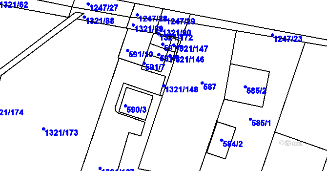 Parcela st. 1321/148 v KÚ Bohunice, Katastrální mapa