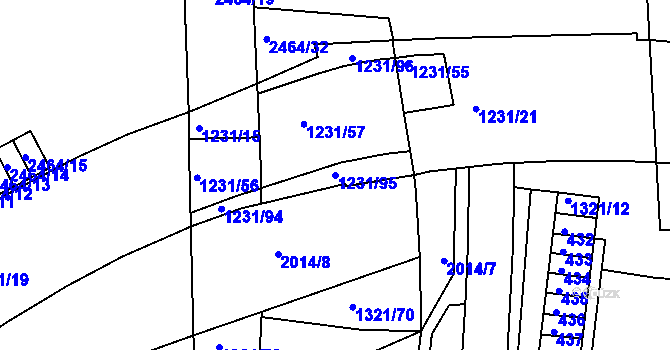 Parcela st. 1231/95 v KÚ Bohunice, Katastrální mapa