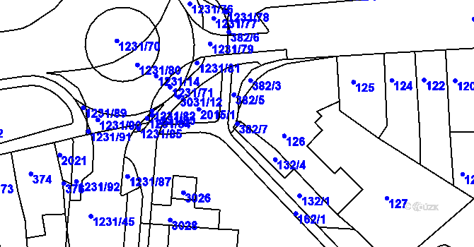 Parcela st. 382/7 v KÚ Bohunice, Katastrální mapa