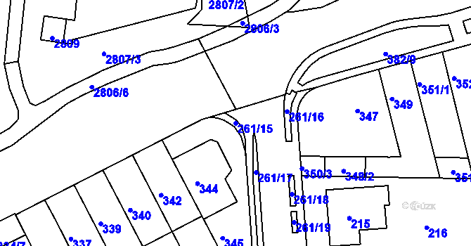 Parcela st. 261/15 v KÚ Bohunice, Katastrální mapa