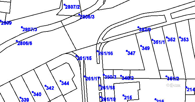 Parcela st. 261/16 v KÚ Bohunice, Katastrální mapa