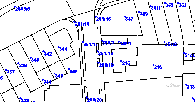 Parcela st. 261/18 v KÚ Bohunice, Katastrální mapa