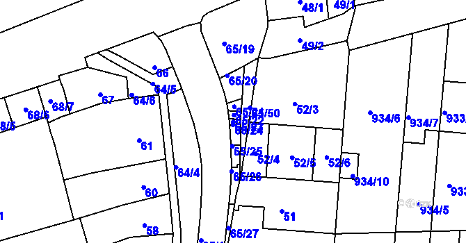 Parcela st. 65/23 v KÚ Bohunice, Katastrální mapa