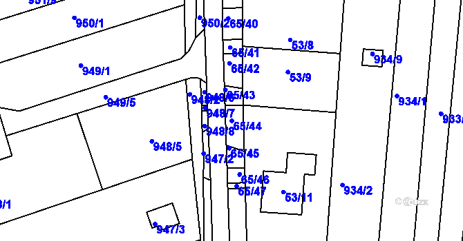 Parcela st. 65/44 v KÚ Bohunice, Katastrální mapa
