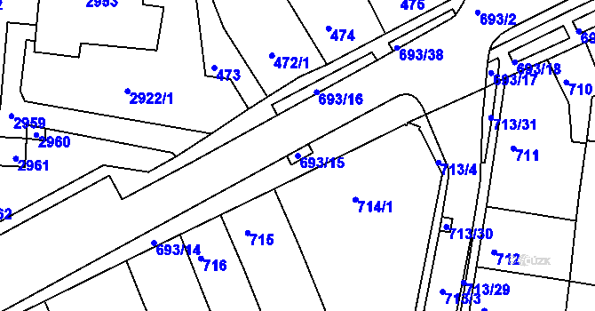 Parcela st. 693/15 v KÚ Bohunice, Katastrální mapa