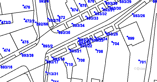 Parcela st. 693/19 v KÚ Bohunice, Katastrální mapa