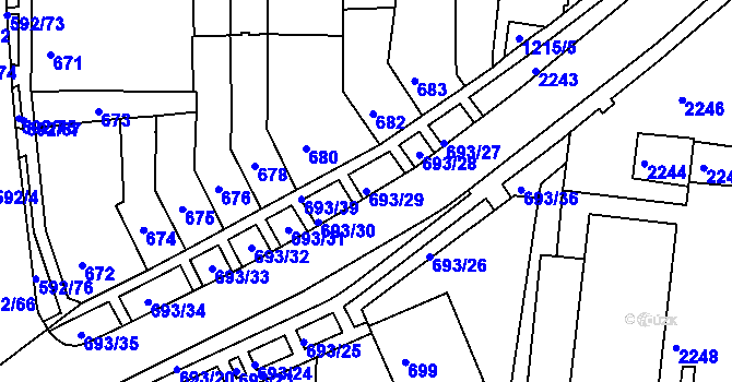 Parcela st. 693/29 v KÚ Bohunice, Katastrální mapa