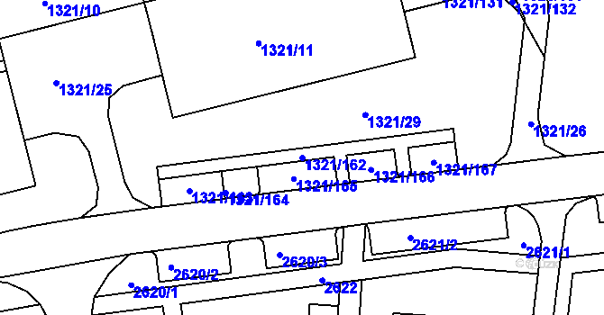 Parcela st. 1321/162 v KÚ Bohunice, Katastrální mapa