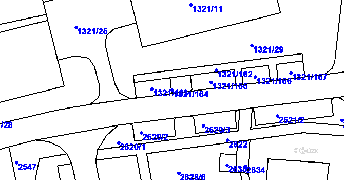 Parcela st. 1321/164 v KÚ Bohunice, Katastrální mapa