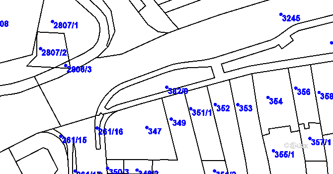 Parcela st. 382/9 v KÚ Bohunice, Katastrální mapa