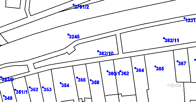 Parcela st. 382/10 v KÚ Bohunice, Katastrální mapa