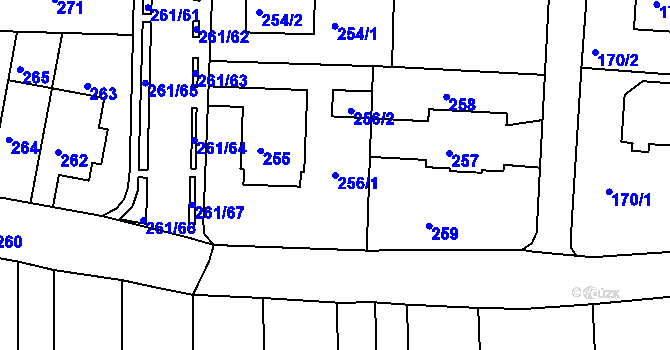 Parcela st. 256/1 v KÚ Bohunice, Katastrální mapa