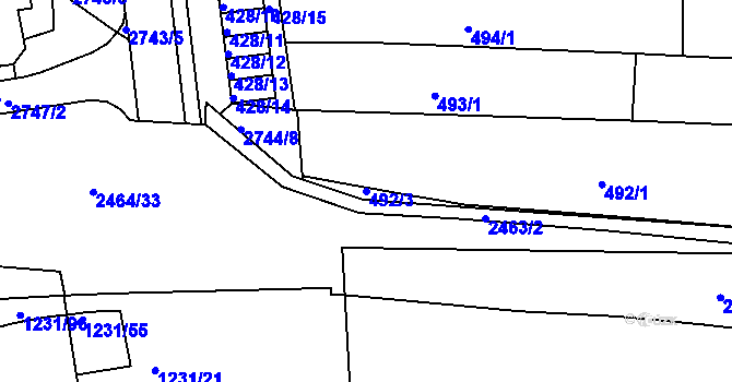 Parcela st. 492/3 v KÚ Bohunice, Katastrální mapa