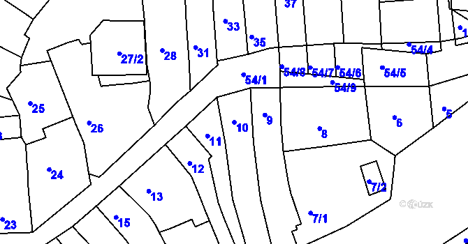 Parcela st. 10 v KÚ Starý Lískovec, Katastrální mapa