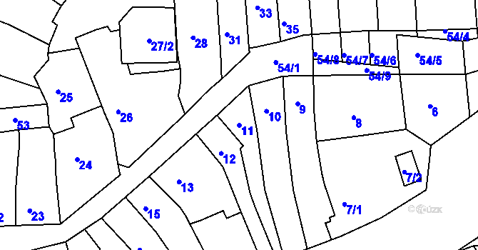 Parcela st. 11 v KÚ Starý Lískovec, Katastrální mapa