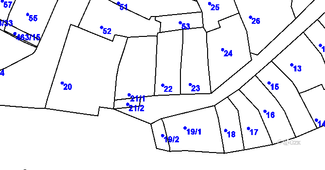Parcela st. 22 v KÚ Starý Lískovec, Katastrální mapa