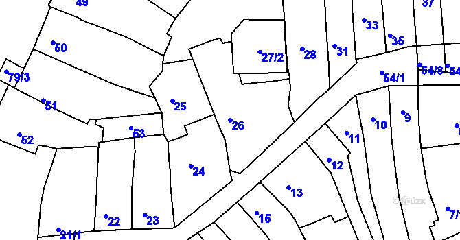 Parcela st. 26 v KÚ Starý Lískovec, Katastrální mapa
