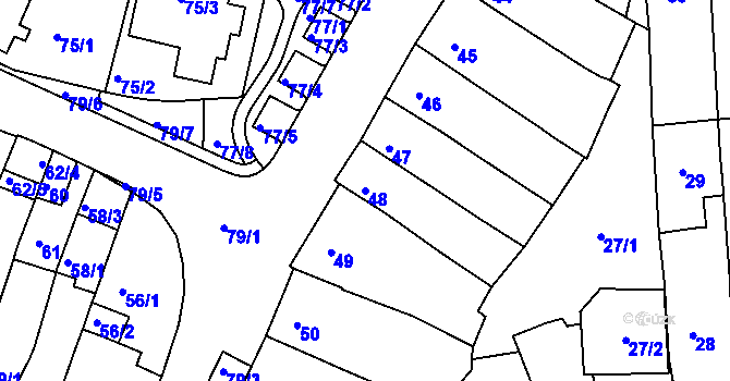 Parcela st. 48 v KÚ Starý Lískovec, Katastrální mapa