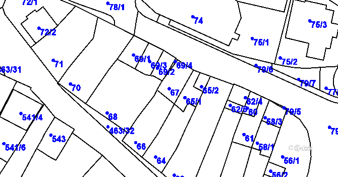 Parcela st. 67 v KÚ Starý Lískovec, Katastrální mapa