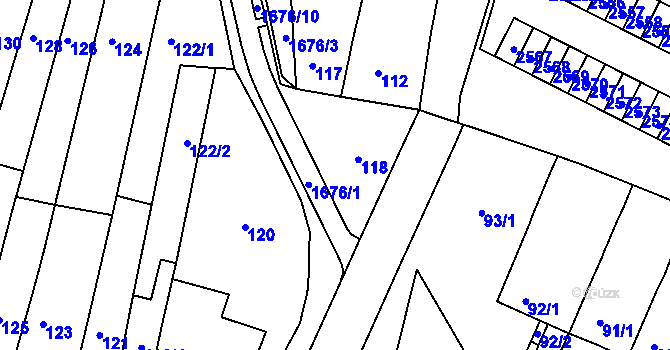 Parcela st. 118 v KÚ Starý Lískovec, Katastrální mapa