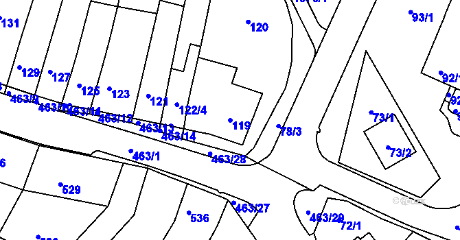 Parcela st. 119 v KÚ Starý Lískovec, Katastrální mapa