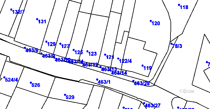 Parcela st. 121 v KÚ Starý Lískovec, Katastrální mapa
