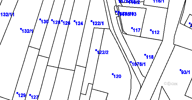 Parcela st. 122/2 v KÚ Starý Lískovec, Katastrální mapa