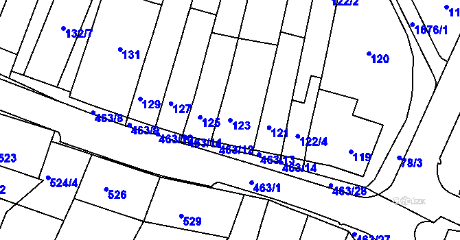 Parcela st. 123 v KÚ Starý Lískovec, Katastrální mapa