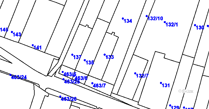 Parcela st. 133 v KÚ Starý Lískovec, Katastrální mapa