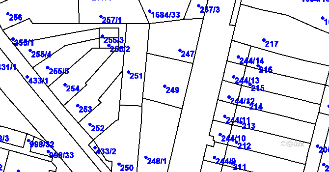 Parcela st. 249 v KÚ Starý Lískovec, Katastrální mapa