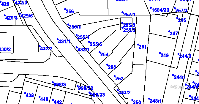 Parcela st. 254 v KÚ Starý Lískovec, Katastrální mapa