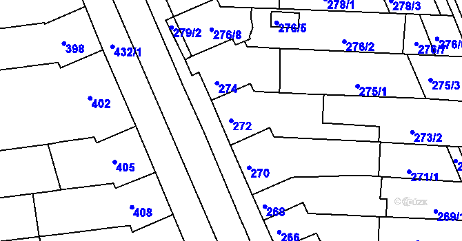 Parcela st. 272 v KÚ Starý Lískovec, Katastrální mapa