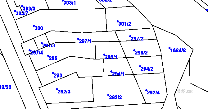 Parcela st. 296/1 v KÚ Starý Lískovec, Katastrální mapa