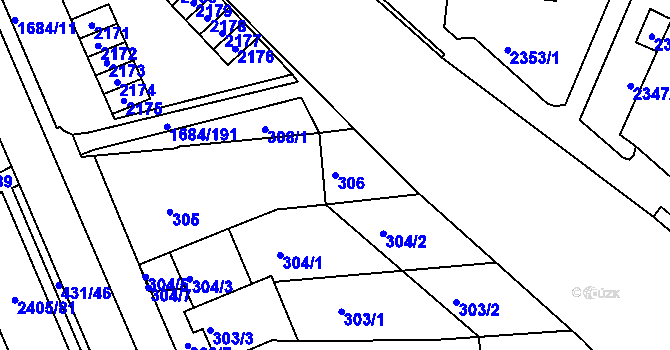 Parcela st. 306 v KÚ Starý Lískovec, Katastrální mapa