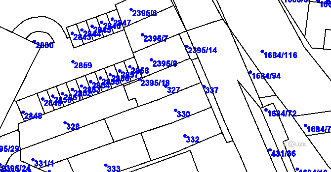 Parcela st. 327 v KÚ Starý Lískovec, Katastrální mapa